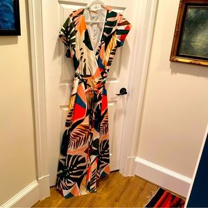 Plus size multi-colored rayon print maxi-dress from Anthropologie